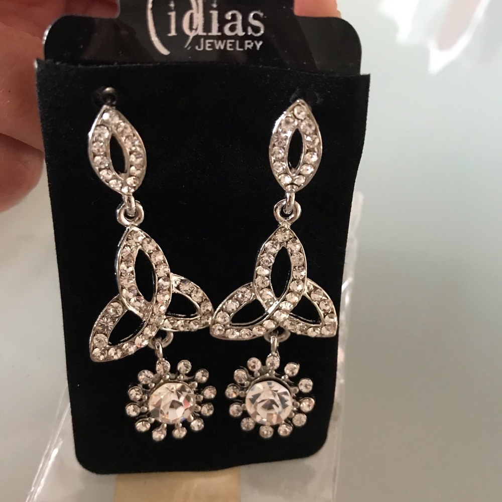 Silver and crystal drop earrings